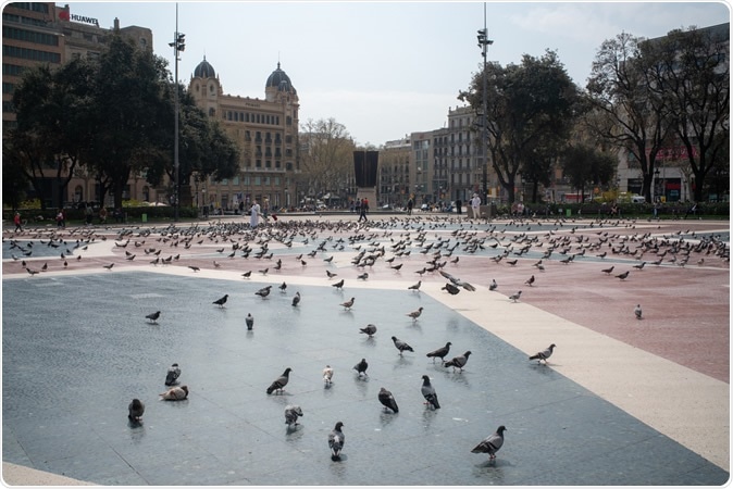 BARCELONA, SPAIN: First day of state of emergency and lockdown in Barcelona during coronavirus crisis. Image Credit: Kenneth Dedeu / Shutterstock